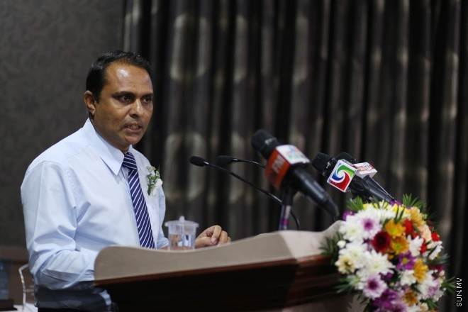އޭޕްރީލް 18، 2015: ކްރިމިނަލް ކޯޓުގެ އަހަރީ ދުވަސް ފާހަގަކުރުމުގެ ގޮތުން ނަސަންދުރާ ޕެލަސް ހޮޓަލުގައި ބޭއްވި ހަފްލާގެ ތެރެއިން -- ސަން ފޮޓޯ/ފަޔާޒު މޫސާ