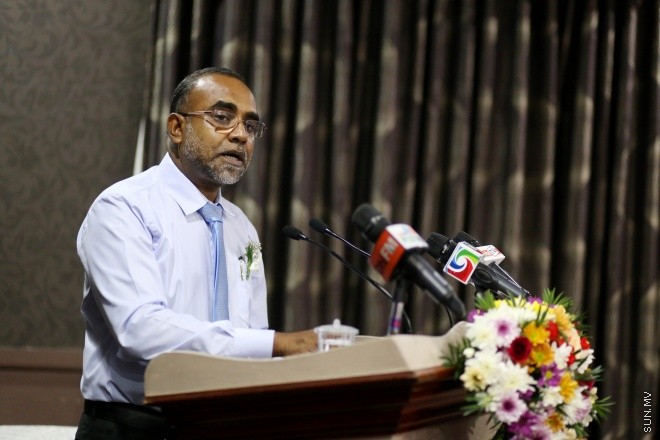 އޭޕްރީލް 18، 2015: ކްރިމިނަލް ކޯޓުގެ އަހަރީ ދުވަސް ފާހަގަކުރުމުގެ ގޮތުން ނަސަންދުރާ ޕެލަސް ހޮޓަލުގައި ބޭއްވި ހަފްލާގެ ތެރެއިން -- ސަން ފޮޓޯ/ފަޔާޒު މޫސާ