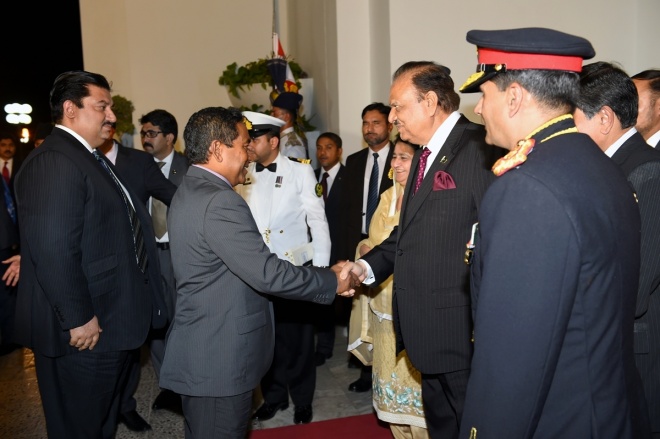 މޭ، 7، 2015: ރައީސުލްޖުމްހޫރިއްޔާ، ޕާކިސްތާނުގެ ރައީސާ ބައްދަލު ކުރެއްވުން -- ފޮޓޯ/ ރައީސް އޮފީސް