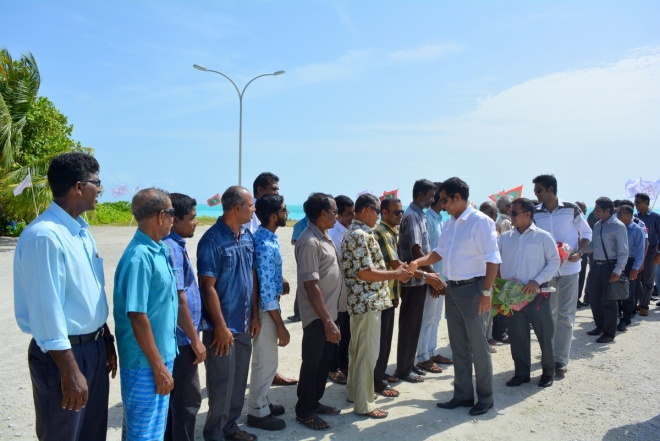 ޖުލައި، 13، 2015: ހއ. ކެލާގެ ނަރުދަމާގެ މަސައްކަތް އަމަލީގޮތުން ފެށުމުގެ ރަސްމިއްޔާތުގެ ތެރެއިން--- ސަން ފޮޓޯ: އަހުމަދު ޖައިޝަން
