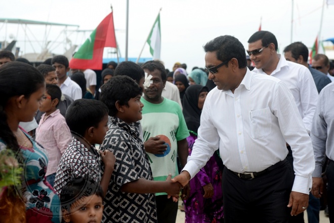 ސެޕްޓެމްބަރ 1، 2015: މާޅޮސްމަޑުލުއުތުރުބުރީ މަޑުއްވަރީ އާ އިންޖީނުގެ ރައީސުލްޖުމްހޫރިއްޔާ ހުޅުއްވައިދެއްވުން -- ފޮޓޯ/ރައީސް އޮފީސް