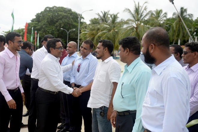 ސެޕްޓެމްބަރ 1، 2015: މާޅޮސްމަޑުލުއުތުރުބުރީ އިންނަމާދޫ އާ އިންޖީނުގެ ރައީސުލްޖުމްހޫރިއްޔާ ހުޅުއްވައިދެއްވުން --- ފޮޓޯ/ރައީސް އޮފީސް
