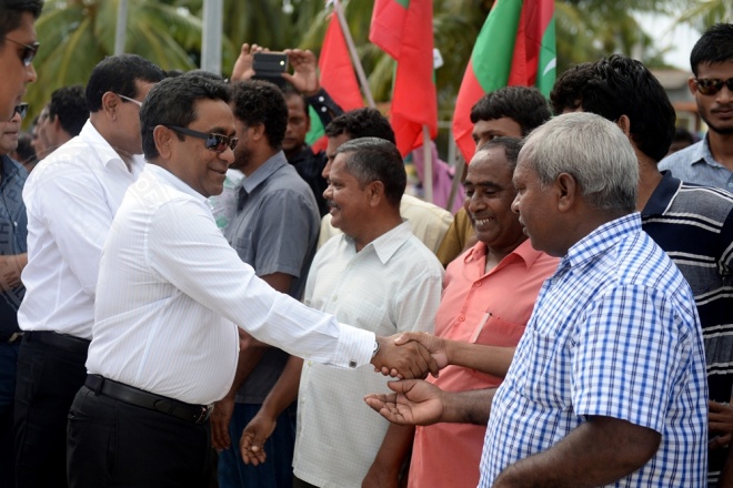 ސެޕްޓެމްބަރ 1، 2015: މާޅޮސްމަޑުލުއުތުރުބުރީ އިންނަމާދޫ އާ އިންޖީނުގެ ރައީސުލްޖުމްހޫރިއްޔާ ހުޅުއްވައިދެއްވުން --- ފޮޓޯ/ރައީސް އޮފީސް