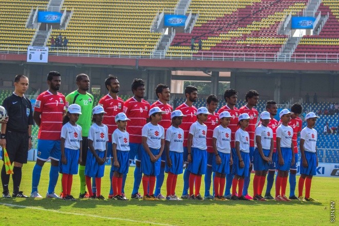 ޑިސެމްބަރު 26، 2015؛ އިންޑިއާގެ ޓްރިވެންޑްރަމްގައި ކުރިއަށްދާ ސާފް ސުޒުކީ ކަޕްގައި ރާއްޖެ އާއި ބަނގުލަދޭޝް ބައްދަލު ކުރި މެޗުގެ ތެރެއިން-- ސަން ފޮޓޯ/ ފަޔާޒު މޫސާ