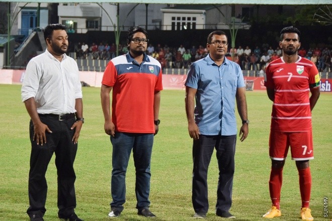މާޗް 29، 2016: ވޯލްޑް ކަޕް ކޮލިފައިންގެ ފަހު މެޗުގައި ރާއްޖެ އާއި ބޫޓާން ބައްދަލުކުރި މެޗުގެ ތެރެއިން -- ސަން ފޮޓޯ/ފަޔާޒު މޫސާ