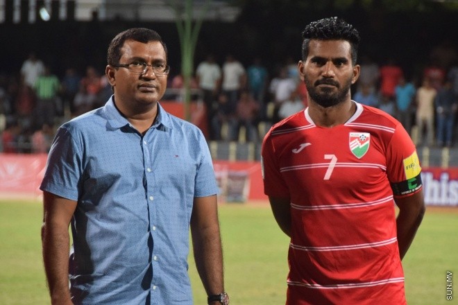 މާޗް 29، 2016: ވޯލްޑް ކަޕް ކޮލިފައިންގެ ފަހު މެޗުގައި ރާއްޖެ އާއި ބޫޓާން ބައްދަލުކުރި މެޗުގެ ތެރެއިން -- ސަން ފޮޓޯ/ފަޔާޒު މޫސާ