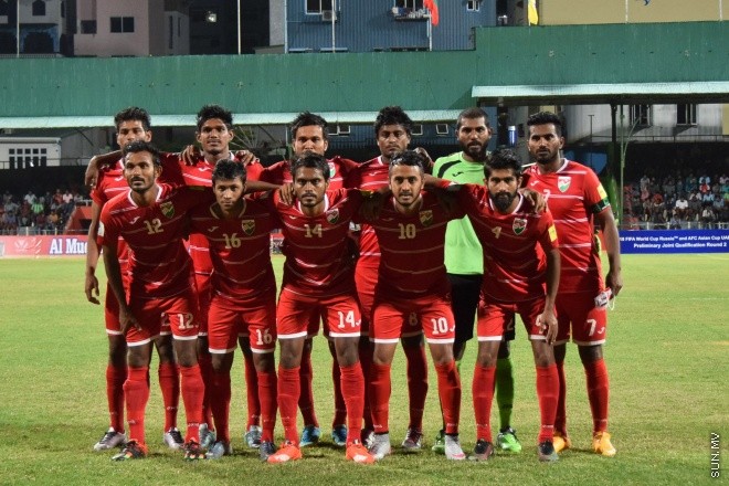 މާޗް 29، 2016: ވޯލްޑް ކަޕް ކޮލިފައިންގެ ފަހު މެޗުގައި ރާއްޖެ އާއި ބޫޓާން ބައްދަލުކުރި މެޗުގެ ތެރެއިން -- ސަން ފޮޓޯ/ފަޔާޒު މޫސާ