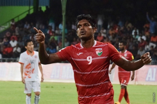 މާޗް 29، 2016: ވޯލްޑް ކަޕް ކޮލިފައިންގެ ފަހު މެޗުގައި ރާއްޖެ އާއި ބޫޓާން ބައްދަލުކުރި މެޗުގެ ތެރެއިން -- ސަން ފޮޓޯ/ފަޔާޒު މޫސާ