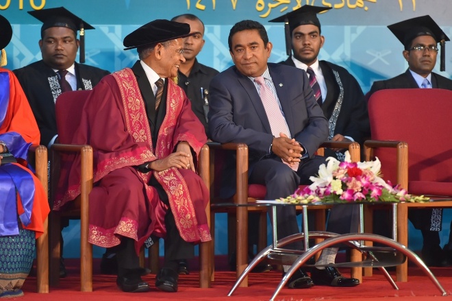 އޭޕްރީލް 1، 2016: އިސްލާމިިކް ޔުނިވަސިޓީގެ ފުރަތަމަ ދަސްވެނިވުމުގެ ރަސްމިއްޔާތުގެ ތެރެއިން -- ފޮޓޯ/ރައީސް އޮފީސް