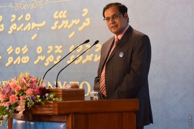 އޭޕްރިލް 10، 2016: ދުނިޔޭގެ ސިއްހަތު ދުވަސް ފާހަގަކުރުމަށް ބޭއްވި ރަސްމީ ޖަލްސާގެ ތެރެއިން --- ސަން ފޮޓޯ/ އަހުމަދު ޝަރުވާން