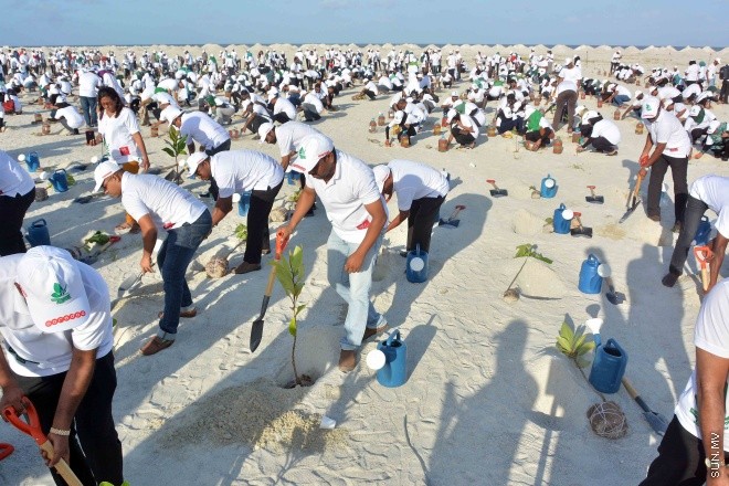 ޖޫން 4، 2016: މިނިވަން މުއައްސަސާތަކުން ހުޅުމާލޭގައި ހިންގި ގަސް އިންދުމުގެ ޕްރޮގުރާމުގެ ތެރެއިން ސަން ފޮޓޯ/ ޔޫސުފް ސޮފްވާން