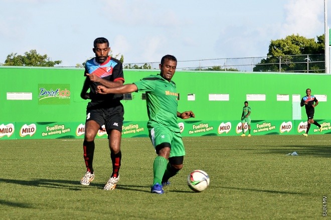 ރަމަަޟާން ވެޓްރެންސް ކަޕްގައި މާޒިޔާ ސްޕޯޓްސް ކްލަބާއި ދިވެހި ސިފައިންގެ ކްލަބް މިއަދު ބައްދަލުކުރި މެޗުގެ ތެރެއިން : 2-1 ގެ ނަތީޖާއަކުން އެ މެޗް ކާމިޔާބު ކުރީ މާޒިޔާ. --- ސަން ފޮޓޯ/ މުހަންމަދު އަފްރާހް