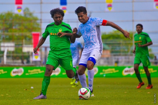 ރަމަޞާން ވެޓަރަންސް ކަޕް: ޔުނައިޓެޑް ވިކްޓްރީ އާއި މާޒިޔާ ބައްދަލު ކުރި މެޗުގެ ތެރެއިން : 1-0 ގެ ނަތީޖާއަކުން މެޗް ކާމިޔާބް ކުރީ މާޒިޔާ--- ސަން ފޮޓޯ/ މުހައްމަދު އަފްރާހް