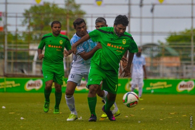 ރަމަޞާން ވެޓަރަންސް ކަޕް: ޔުނައިޓެޑް ވިކްޓްރީ އާއި މާޒިޔާ ބައްދަލު ކުރި މެޗުގެ ތެރެއިން : 1-0 ގެ ނަތީޖާއަކުން މެޗް ކާމިޔާބް ކުރީ މާޒިޔާ--- ސަން ފޮޓޯ/ މުހައްމަދު އަފްރާހް