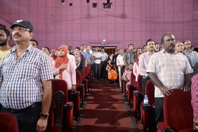 އޯގަސްޓް 7، 2016: ރާއްޖޭގައި ގާއިމުކޮށްފައިވާ އިންޑިއަން ކަލްޗަރަލް ސެންޓަރު (އައިސީސީ) އަށް ފަސް އަހަރު ފުރުން ފާހަގަ ކުރުމަށް އޮލިމްޕަހުގައި ބޭއްވި ރަސްމިއްޔާތުގެ ތެރެއިން -- ސަން ފޮޓޯ/ ފަޔާޒު މޫސާ