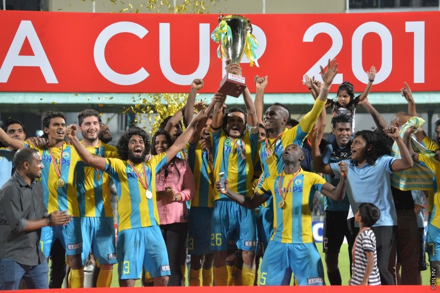ނޮވެމްބަރ 11، 2016: އެފްއޭ ކަޕްގެ ފައިނަލް މެޗުގެ ތެރެއިން:  3-1 ލަނޑުގެ ނަތީޖާއަކުން ޓީސީ ބަލިކޮށް، އެފްއޭ ކަޕްގެ ޗެމްޕިއަންކަން ވެލެންސިއާއިން ހޯދައި އަންނަ އަހަރުގެ އޭއެފްސީ ކަޕްގެ ޖާގައެއް ކަށަވަރު ވަނީ ކޮއްފަ -- ސަން ފޮޓޯ/ ފަޔާޒު މޫސާ