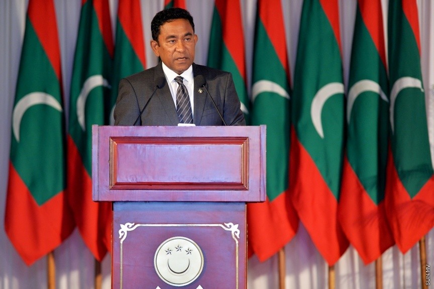 6 ފެބްރުއަރީ 2017: ރައްޔަތުން މަޖިލީސް މި އަހަރަށް ހުޅުވުމަށް ބޭއްވި ފުރަތަމަ ޖަލްސާގައި ރިޔާސީ ބަޔާން ރައީސް ޔާމިން އިއްވަވަނީ-- ފޮޓޯ/ ރައީސް އޮފީސް
