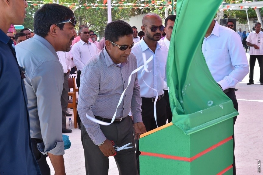  13 ފެބްރުއަރީ 2017: ކ. ތުލުސްދޫގެ ބިން ހިއްކުމުގެ މަޝްރޫޢު ނިންމުމުގެ ރަސްމިއްޔާތުގެ ތެެރެއިން--ފޮޓޯ/ ރައީސް އޮފީސް