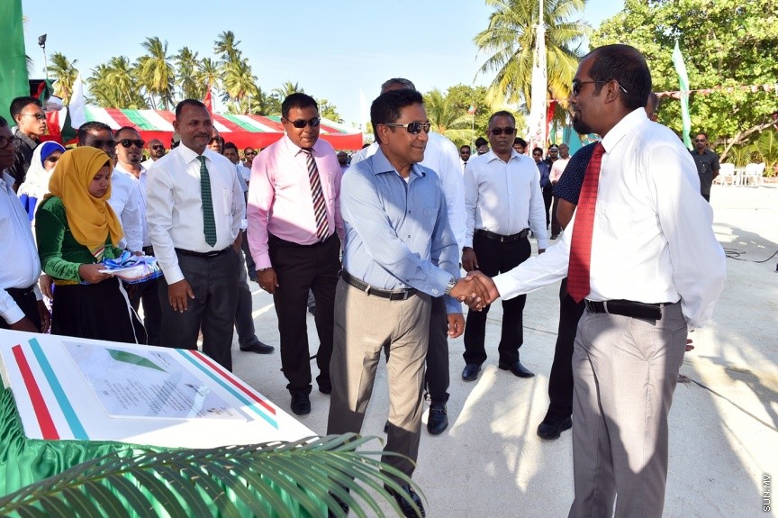 13 ފެބްރުއަރީ 2017: ހިންމަފުށީ ބިން ހިއްކުމުގެ މަޝްރޫޢުގެ ނިމުން ފާހަގަ ކުރުން--- ފޮޓޯ/ ރައީސް އޮފީސް