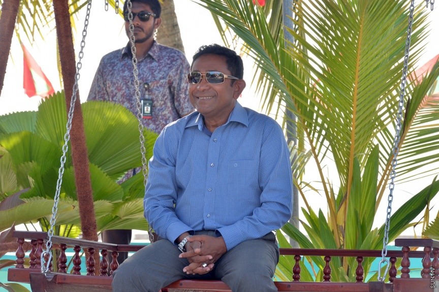 13 ފެބްރުއަރީ 2017: ހިންމަފުށީ ބިން ހިއްކުމުގެ މަޝްރޫޢުގެ ނިމުން ފާހަގަ ކުރުން--- ފޮޓޯ/ ރައީސް އޮފީސް