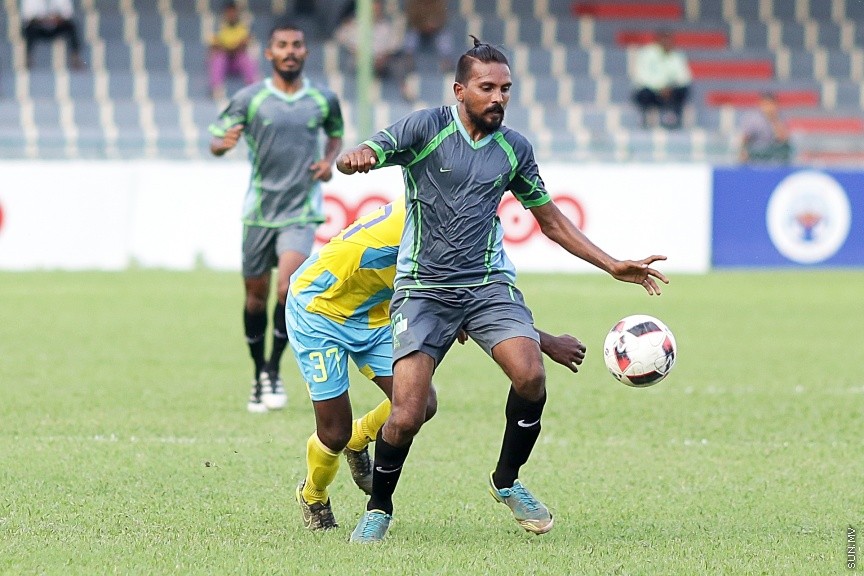 މާޗް 5، 2017: މާލޭ ލީގްގައި ވެލެންސިއާ އާއި ގްރީން ސްޓްރީޓް ބައްދަލުކުރި މެޗުގެ ތެރެއިން -- ސަން ފޮޓޯ/ ފަޔާޒު މޫސާ