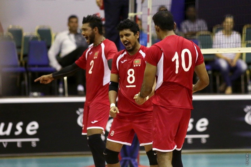 މާޗް 26، 2017: އޭޝިއަން ސެންޓްރަލް ޒޯން ވޮލީބޯޅަ މުބާރާތުގައި ރާއްޖެއާއި ތުރުކުމަނިސްތާން ބައްދަލުކުރި މެޗުގެ ތެރެއިން -- ސަން ފޮޓޯ/ ފަޔާޒު މޫސާ