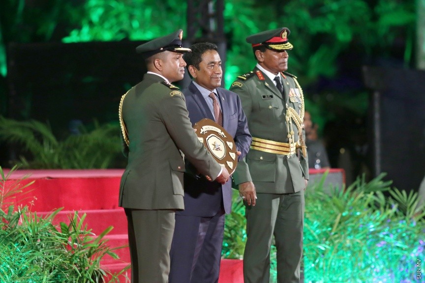 އޭޕްރީލް 23، 2017: ސިފައިންގެ 125ވަނަ އަހަރީ ދުވަސް ފާހަގަ ކުރުމަށް ބޭއްވި ޖަލްސާގެ ތެރެއިން -- ސަން ފޮޓޯ/ ފަޔާޒު މޫސާ