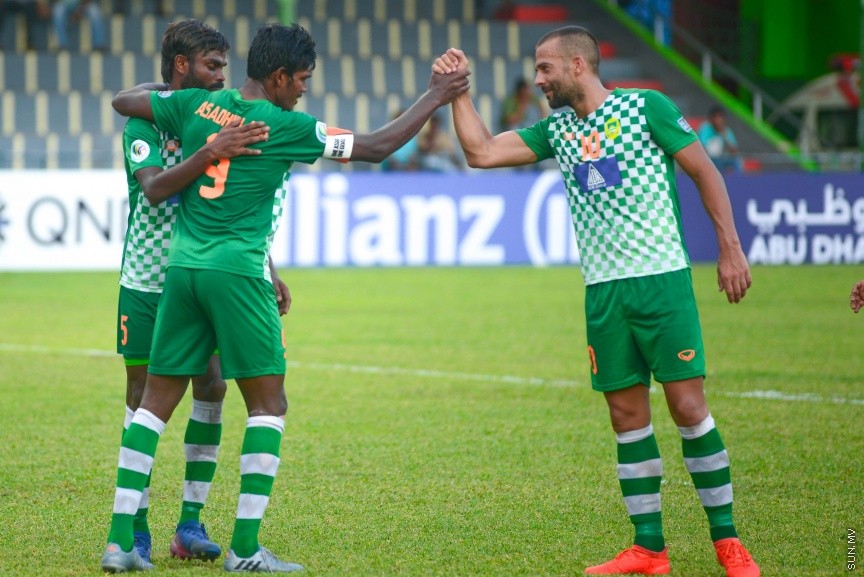 އޭއެފްސީ ކަޕްގެ ގްރޫޕް ސްޓޭޖް (ގްރޫޕް އީ)ގައި ރާއްޖޭގެ މާޒިޔާ ސްޕޯޓްސް އެންޑް ރެކްރިއޭޝަން އާއި އިންޑިއާގެ މޯހަން ބަގާން ބައްދަލުކުރި މެޗުގެ ތެރެއިން: 2-5 ގެ ނަތީޖާ އަކުން އެ އެމެޗް ކާމިޔާބް ކުރީ މާޒިޔާ---ސަން ފޮޓޯ/ މުހައްމަދު އަފްރާހް