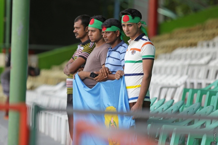 މޭ 17، 2017: އޭއެފްސީ ކަޕްގެ ގްރޫޕް ސްޓޭޖްގައި ރާއްޖޭގެ މާޒިޔާ އާއި ބަނގްލަދޭޝްގެ ދާކާ އަބަހާނީ ބައްދަލުކުރި މެޗުގެ ތެރެއިން -- ސަން ފޮޓޯ/ ފަޔާޒު މޫސާ