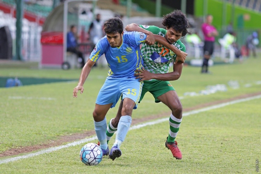 މޭ 17، 2017: އޭއެފްސީ ކަޕްގެ ގްރޫޕް ސްޓޭޖްގައި ރާއްޖޭގެ މާޒިޔާ އާއި ބަނގްލަދޭޝްގެ ދާކާ އަބަހާނީ ބައްދަލުކުރި މެޗުގެ ތެރެއިން -- ސަން ފޮޓޯ/ ފަޔާޒު މޫސާ