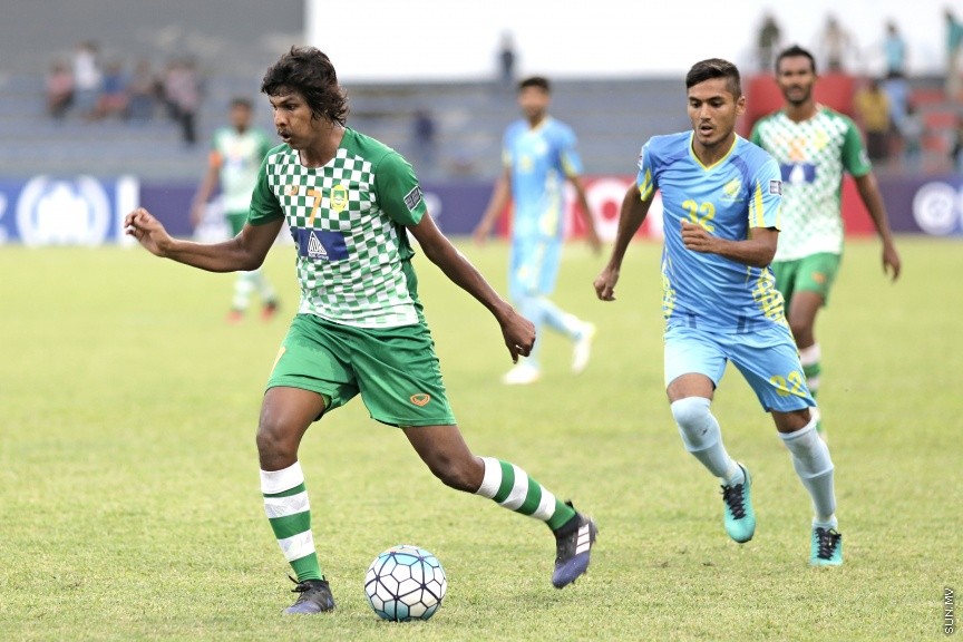 މޭ 17، 2017: އޭއެފްސީ ކަޕްގެ ގްރޫޕް ސްޓޭޖްގައި ރާއްޖޭގެ މާޒިޔާ އާއި ބަނގްލަދޭޝްގެ ދާކާ އަބަހާނީ ބައްދަލުކުރި މެޗުގެ ތެރެއިން -- ސަން ފޮޓޯ/ ފަޔާޒު މޫސާ