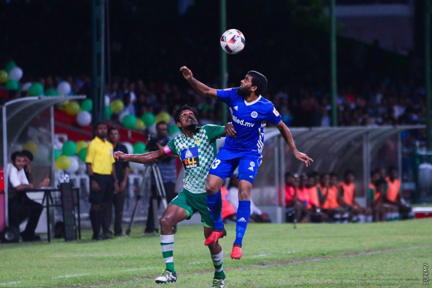 މާލޭ ލީގުގެ ދެވަނަ ބުރުގައި ނިއުއާއި މާޒިޔާ ބައްދަލުކުރާ މެޗުގެ ތެރެއިން:  ވާދަވެރި ނިއުރޭޑިއަންޓް ސްޕޯޓްސް ކްލަބާ އެއްވަރުކޮށް، ލަނޑުގެ ތަފާތުން މާޒިޔާއިން ލީގު ކާމިޔާބުކޮށްފި---ސަން ފޮޓޯ/ މުހައްމަދު އަފްރާޙް 