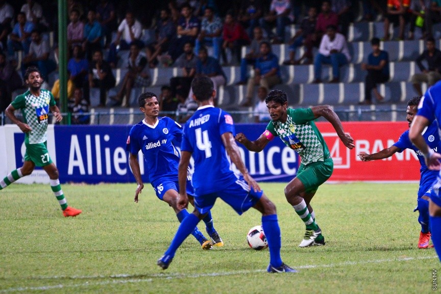 މާލޭ ލީގުގެ ދެވަނަ ބުރުގައި ނިއުއާއި މާޒިޔާ ބައްދަލުކުރާ މެޗުގެ ތެރެއިން:  ވާދަވެރި ނިއުރޭޑިއަންޓް ސްޕޯޓްސް ކްލަބާ އެއްވަރުކޮށް، ލަނޑުގެ ތަފާތުން މާޒިޔާއިން ލީގު ކާމިޔާބުކޮށްފި---ސަން ފޮޓޯ/ މުހައްމަދު އަފްރާޙް 