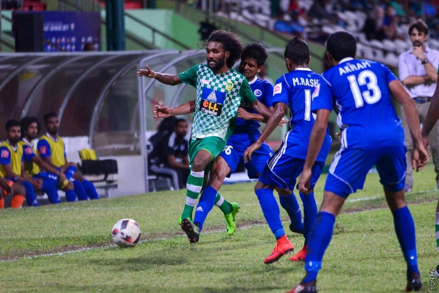 މާލޭ ލީގުގެ ދެވަނަ ބުރުގައި ނިއުއާއި މާޒިޔާ ބައްދަލުކުރާ މެޗުގެ ތެރެއިން:  ވާދަވެރި ނިއުރޭޑިއަންޓް ސްޕޯޓްސް ކްލަބާ އެއްވަރުކޮށް، ލަނޑުގެ ތަފާތުން މާޒިޔާއިން ލީގު ކާމިޔާބުކޮށްފި---ސަން ފޮޓޯ/ މުހައްމަދު އަފްރާޙް 
