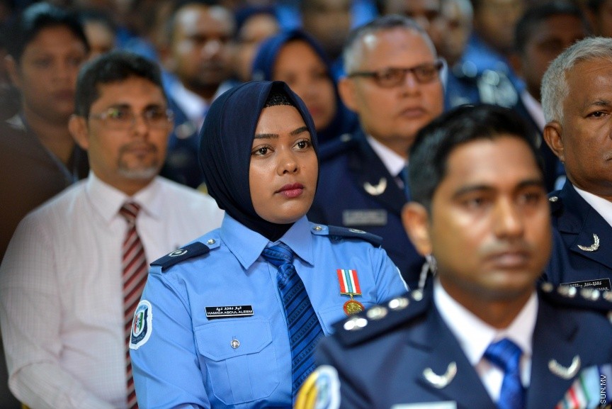 23: ޖުލައި 2017: ޕޮލިސް މެމޯރިއަލްޑޭ ފާހަގަ ކުރުމުގެ ގޮތުން ބޭއްވި ހާއްސަ ޖަލްސާގެ ތެރެއިން---ސަން ފޮޓޯ/ މުހައްމަދު އަފްރާހް 