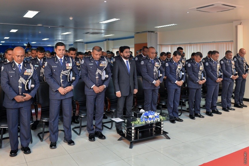 23: ޖުލައި 2017: ޕޮލިސް މެމޯރިއަލްޑޭ ފާހަގަ ކުރުމުގެ ގޮތުން ބޭއްވި ހާއްސަ ޖަލްސާގެ ތެރެއިން---ސަން ފޮޓޯ/ މުހައްމަދު އަފްރާހް 