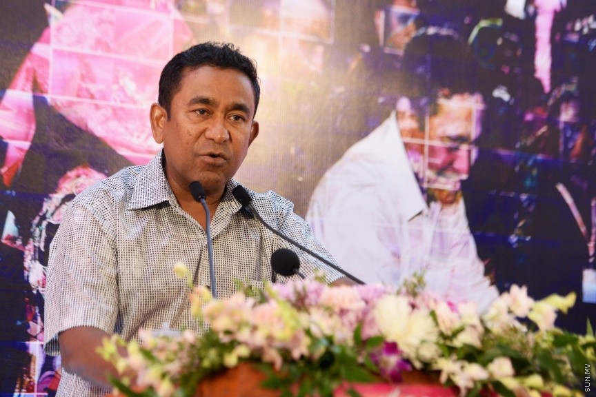 އޮކްޓޯބަރ 30، 2017: "ފިޔާތޮށި ޖަގަހަ"އިގެ ނަމުގައި ޕްރޮގްރެސިވް ޕާޓީ އޮފް މޯލްޑިވްސް އިން މާފަންނުގައި ކެމްޕެއިން ޖަގަހައެއް ހުޅުވުމަށް ބޭއްވި ހަފްލާގެ ތެރެއިން -- ސަން ފޮޓޯ/ ފަޔާޒު މޫސާ