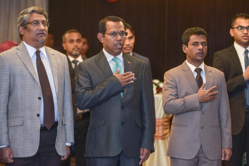 ނޮވެމްބަރ 27، 2017: ރާއްޖެ އާއި ދެކުނު ކޮރެއާއާ ޑިޕްލޮމެޓިކް ގުޅުން ގާއިމްކުރިތާ 50 އަހަރު ފުރުން ފާހަގަކުރުމުގެ ގޮތުން ހޮޓެލް ޖެންގައި ބޭއްވި ރަސްމިއްޔާތުގެ ތެރެއިން -- ސަން ފޮޓޯ/ ފަޔާޒު މޫސާ