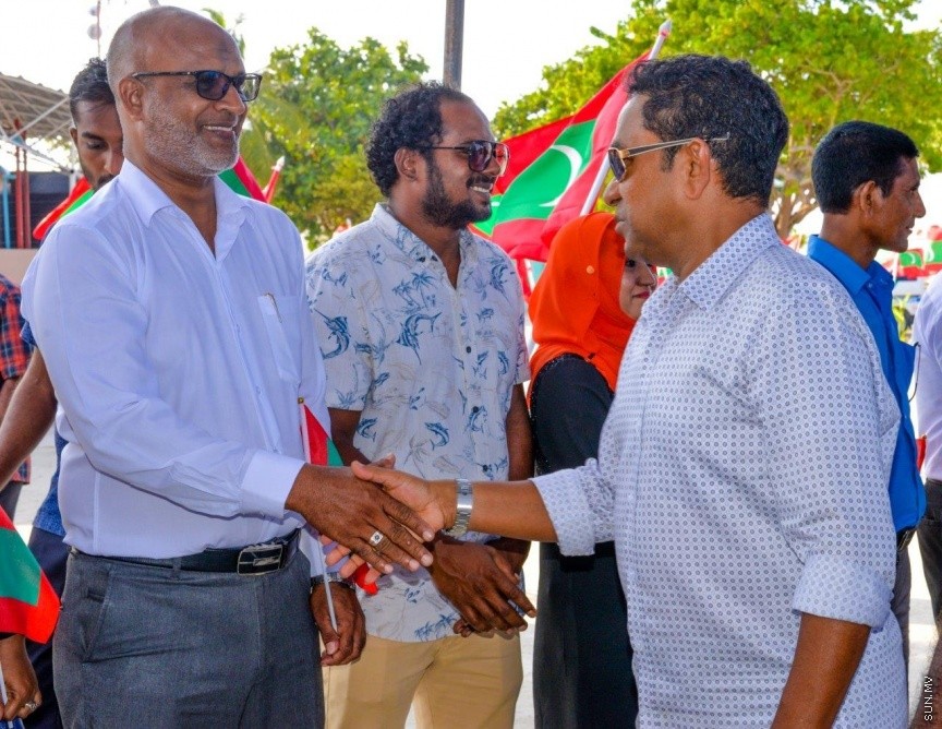 ރައީސުލްޖުމްހޫރިއްޔާ އަބްދުﷲ ޔާމީން އަބްދުލް ޤައްޔޫމް، ނ. އަތޮޅު ވެލިދޫއަށް ވަޑައިގަތުން -- ސަން ފޮޓޯ: ޝާން މުޙައްމަދު 