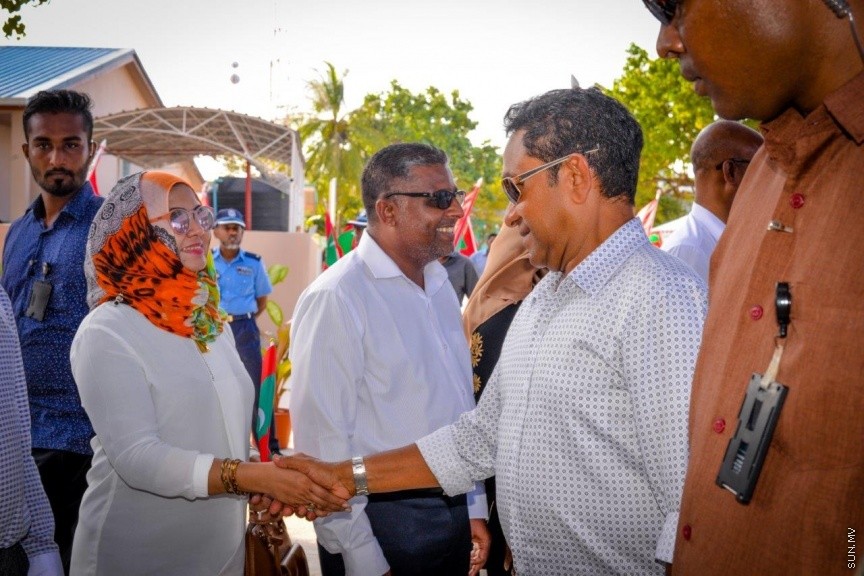 ރައީސުލްޖުމްހޫރިއްޔާ އަބްދުﷲ ޔާމީން އަބްދުލް ޤައްޔޫމް، ނ. އަތޮޅު ވެލިދޫއަށް ވަޑައިގަތުން -- ސަން ފޮޓޯ: ޝާން މުޙައްމަދު 