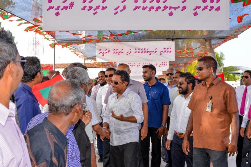ރައީސުލްޖުމްހޫރިއްޔާ އަބްދުﷲ ޔާމީން އަބްދުލް ޤައްޔޫމް، ނ. އަތޮޅު ވެލިދޫއަށް ވަޑައިގަތުން -- ސަން ފޮޓޯ: ޝާން މުޙައްމަދު 