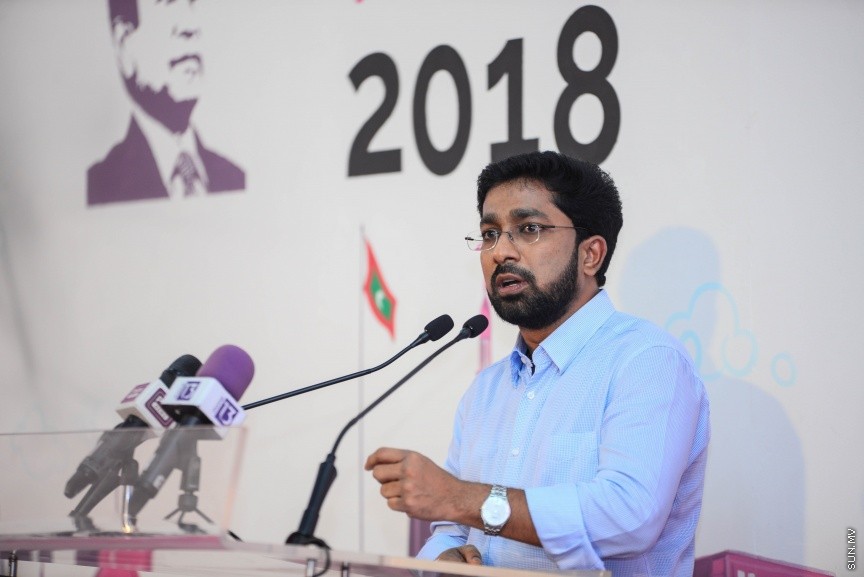 ޖެނުއަރީ 29، 2018: ޕީޕީއެމްގެ ރުމާލު 2 ޖަގަހައިގައި  ބޭއްވި ޖަލްސާގެ ތެރެއިން: މި ޖަލްސާގައި ރައީސް ޔާމީންވެސް ބައިވެރި ވެ ވަޑައިގެންނެވި -- ސަން ފޮޓޯ/ ފަޔާޒު މޫސާ 