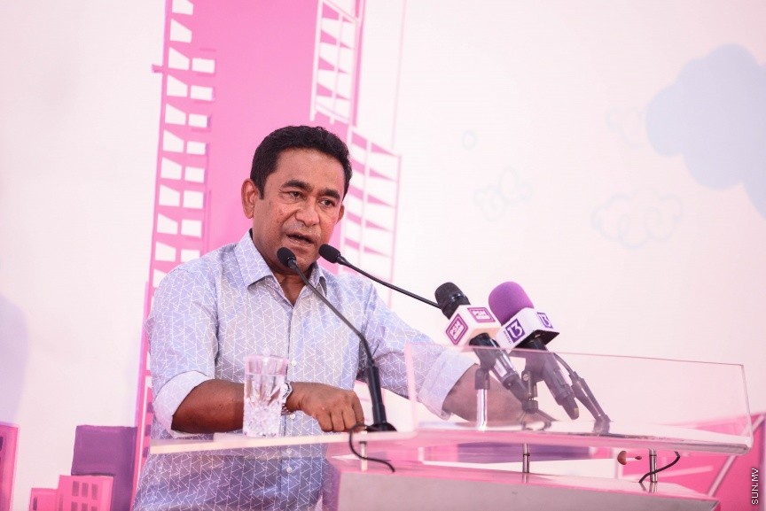 ޖެނުއަރީ 29، 2018: ޕީޕީއެމްގެ ރުމާލު 2 ޖަގަހައިގައި  ބޭއްވި ޖަލްސާގެ ތެރެއިން: މި ޖަލްސާގައި ރައީސް ޔާމީންވެސް ބައިވެރި ވެ ވަޑައިގެންނެވި -- ސަން ފޮޓޯ/ ފަޔާޒު މޫސާ 