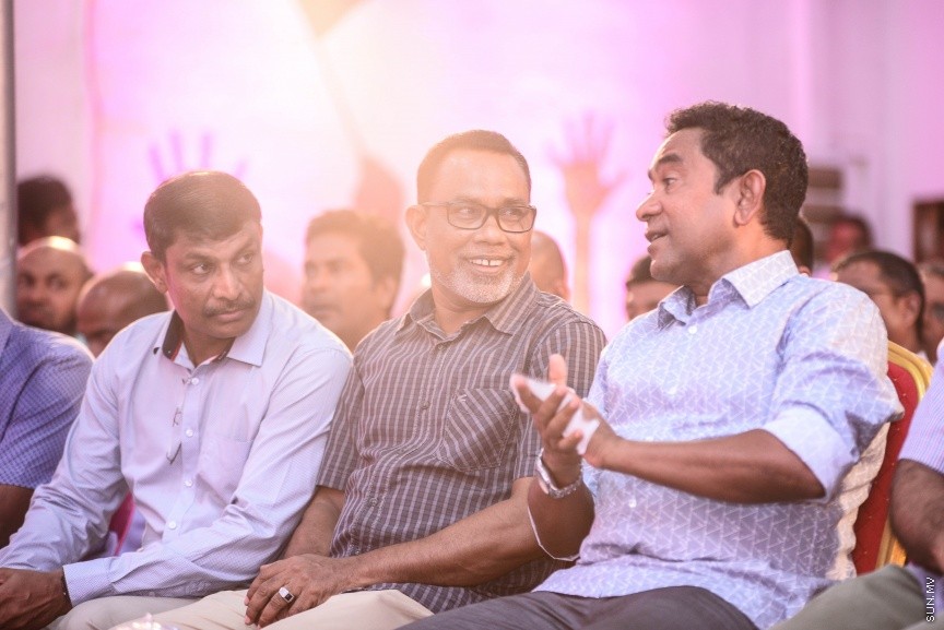 ޖެނުއަރީ 29، 2018: ޕީޕީއެމްގެ ރުމާލު 2 ޖަގަހައިގައި  ބޭއްވި ޖަލްސާގެ ތެރެއިން: މި ޖަލްސާގައި ރައީސް ޔާމީންވެސް ބައިވެރި ވެ ވަޑައިގެންނެވި -- ސަން ފޮޓޯ/ ފަޔާޒު މޫސާ 