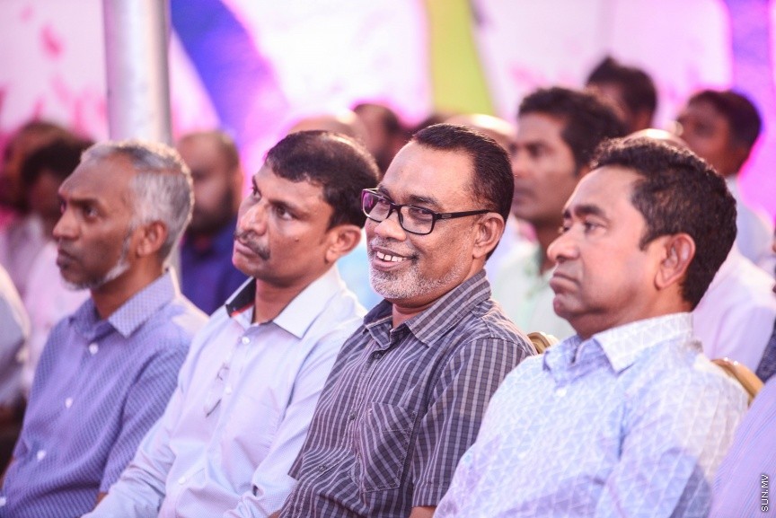ޖެނުއަރީ 29، 2018: ޕީޕީއެމްގެ ރުމާލު 2 ޖަގަހައިގައި  ބޭއްވި ޖަލްސާގެ ތެރެއިން: މި ޖަލްސާގައި ރައީސް ޔާމީންވެސް ބައިވެރި ވެ ވަޑައިގެންނެވި -- ސަން ފޮޓޯ/ ފަޔާޒު މޫސާ 