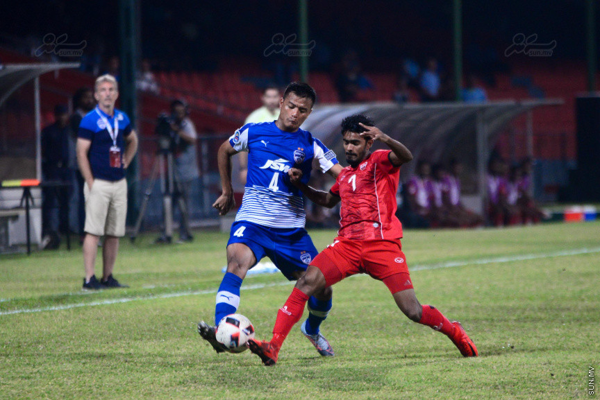 އޭއެފްސީ ކަޕް ޕްލޭ އޯފްގައި ރާއްޖޭގެ ޓީސީއާއި އިންޑިއާގެ ބެންގަލޫރު އެފްސީ ބައްދަލުކުރާ ފުރަތަމަ ލެގު މެޗުގެ ތެރެއިން: ގައުމީ ފުޓްބޯޅަ ދަނޑުގައި މިރޭ ކުޅުނު މެޗު 3-2 ގެ ނަތީޖާއަކުން ކާމިޔާބު ކުރީ   ބެންގަލޫރު އެފްސީ---ސަން ފޮޓޯ/ މުހައްމަދު އަފްރާހް 