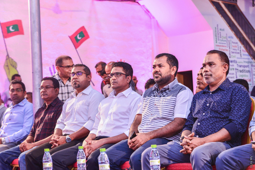 ފެބްރުއަރީ 20، 2018: ޕީޕީއެމް އިން "ރުމާލު 2" ޖަގަހައިގައި ބޭއްވި ޖަލްސާގެ ތެރެއިން -- ސަން ފޮޓޯ/ ފަޔާޒު މޫސާ