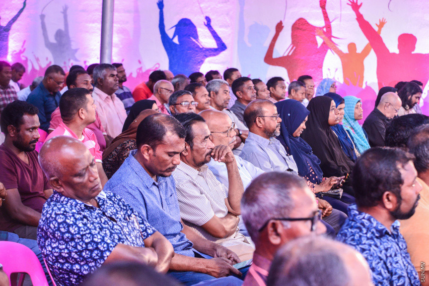 ފެބްރުއަރީ 20، 2018: ޕީޕީއެމް އިން "ރުމާލު 2" ޖަގަހައިގައި ބޭއްވި ޖަލްސާގެ ތެރެއިން -- ސަން ފޮޓޯ/ ފަޔާޒު މޫސާ