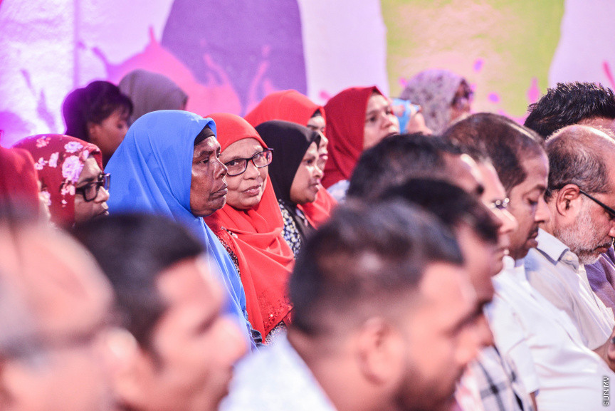 ފެބްރުއަރީ 20، 2018: ޕީޕީއެމް އިން "ރުމާލު 2" ޖަގަހައިގައި ބޭއްވި ޖަލްސާގެ ތެރެއިން -- ސަން ފޮޓޯ/ ފަޔާޒު މޫސާ