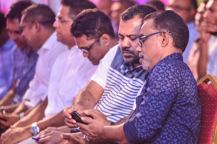ފެބްރުއަރީ 20، 2018: ޕީޕީއެމް އިން "ރުމާލު 2" ޖަގަހައިގައި ބޭއްވި ޖަލްސާގެ ތެރެއިން -- ސަން ފޮޓޯ/ ފަޔާޒު މޫސާ